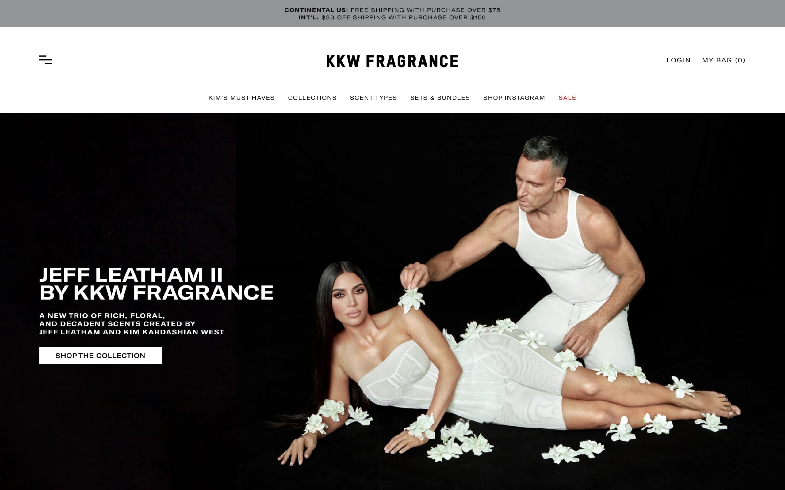 homepage of the brand KKW Fragrance by Kim Kardashian West, which was built on Shopify Plus